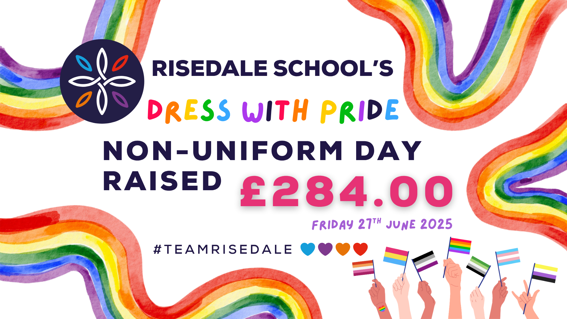 £284.00 Raised for the Risedale's LGBTQ+ Club 🏳️‍🌈 - June 2025: